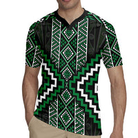 Jade Tukutuku Pattern Aotearoa Rugby Jersey Niho Taniwha and Puhoro Motifs