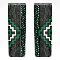 Jade Tukutuku Pattern Aotearoa Skinny Tumbler Niho Taniwha and Puhoro Motifs