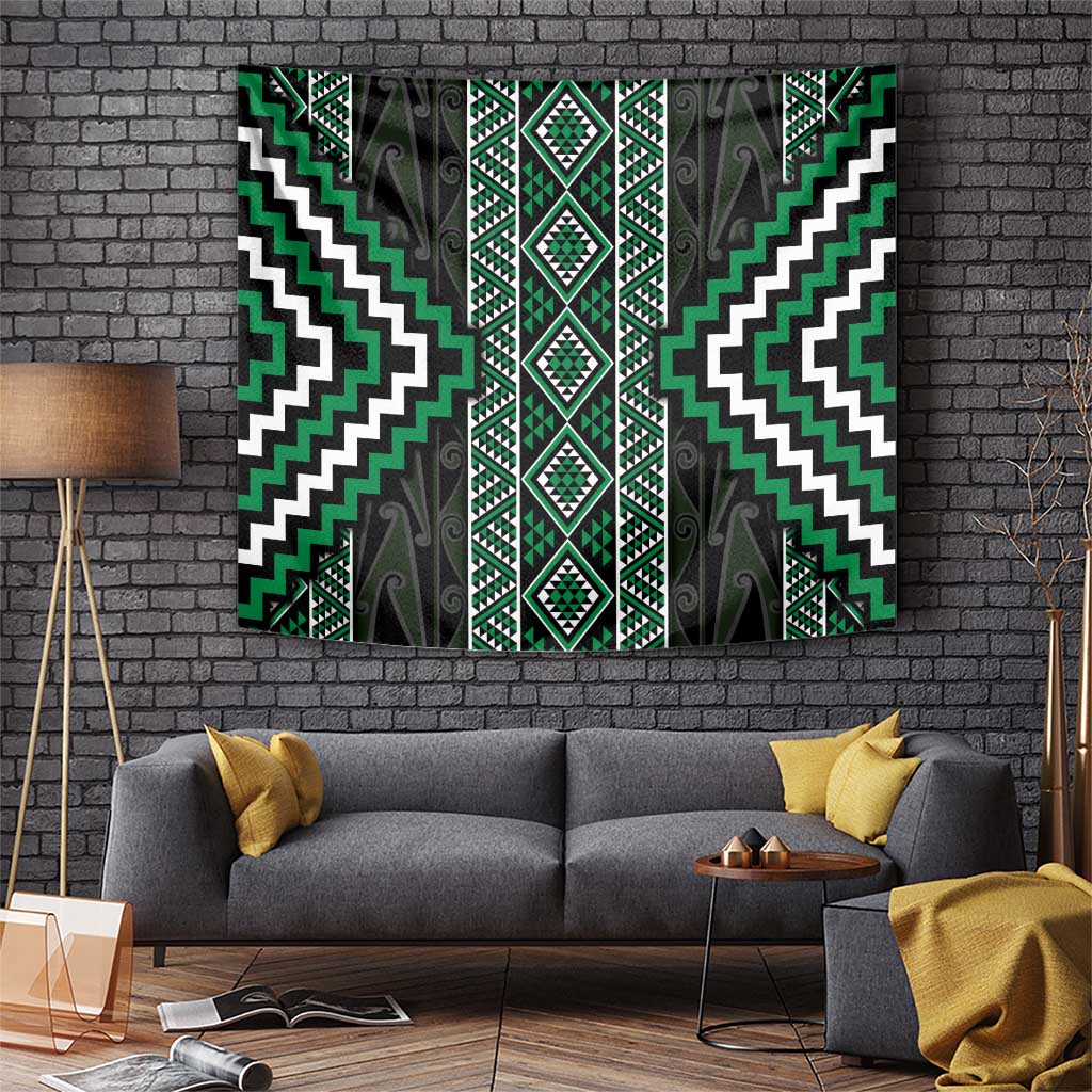 Jade Tukutuku Pattern Aotearoa Tapestry Niho Taniwha and Puhoro Motifs LT7 Green - Polynesian Pride