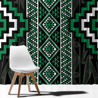 Jade Tukutuku Pattern Aotearoa Window Curtain Niho Taniwha and Puhoro Motifs