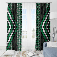 Jade Tukutuku Pattern Aotearoa Window Curtain Niho Taniwha and Puhoro Motifs