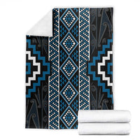 Azure Tukutuku Pattern Aotearoa Blanket Niho Taniwha and Puhoro Motifs