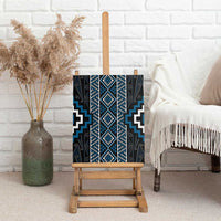 Azure Tukutuku Pattern Aotearoa Canvas Wall Art Niho Taniwha and Puhoro Motifs