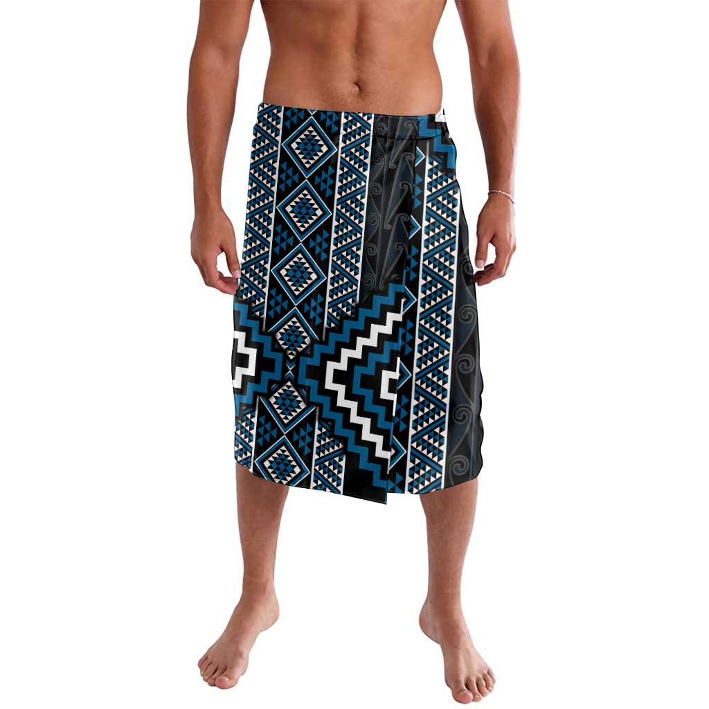 Azure Tukutuku Pattern Aotearoa Lavalava Niho Taniwha and Puhoro Motifs