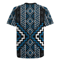 Azure Tukutuku Pattern Aotearoa Rugby Jersey Niho Taniwha and Puhoro Motifs