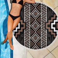 Classic Tukutuku Pattern Aotearoa Beach Blanket Niho Taniwha and Puhoro Motifs