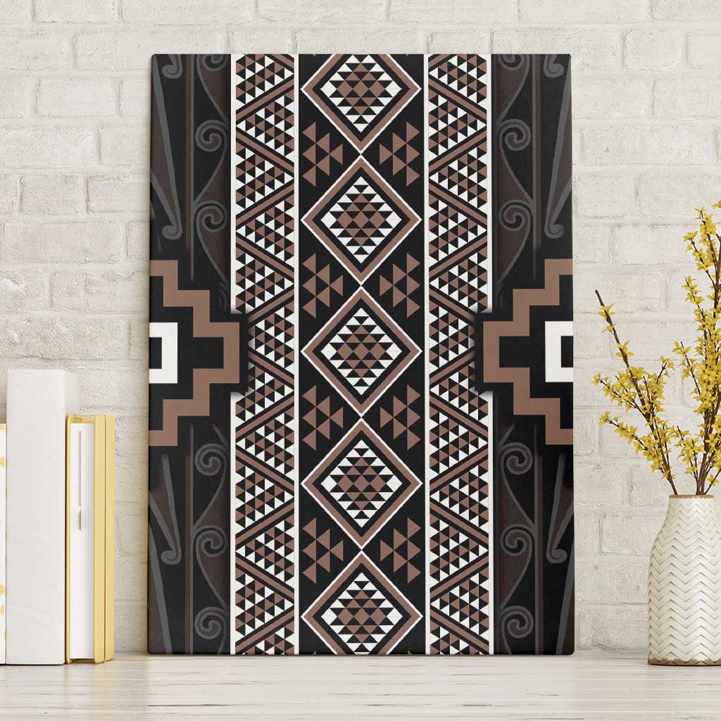 Classic Tukutuku Pattern Aotearoa Canvas Wall Art Niho Taniwha and Puhoro Motifs