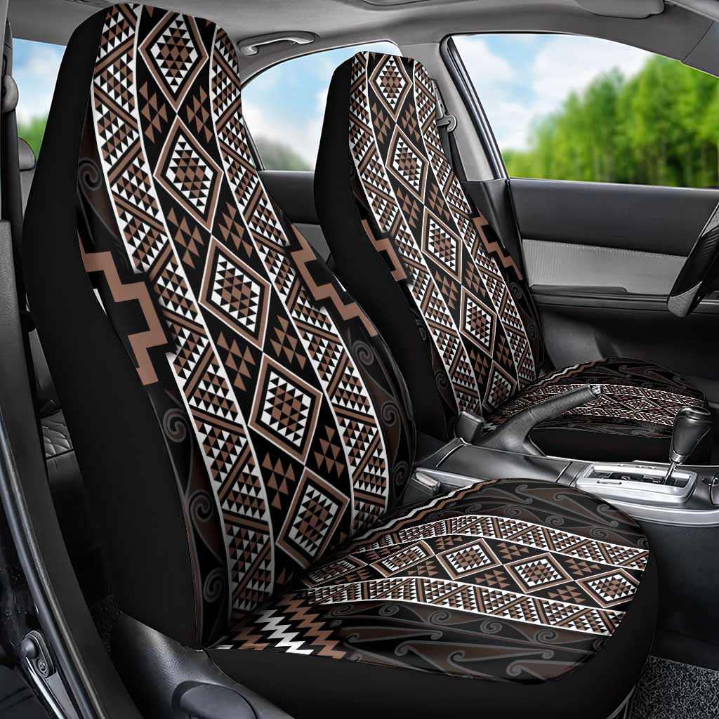 Classic Tukutuku Pattern Aotearoa Car Seat Cover Niho Taniwha and Puhoro Motifs
