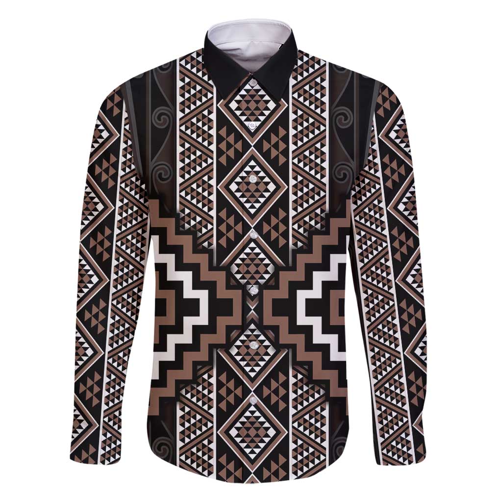 Classic Tukutuku Pattern Aotearoa Family Matching Off Shoulder Short Dress and Hawaiian Shirt Niho Taniwha and Puhoro Motifs