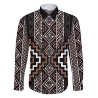 Classic Tukutuku Pattern Aotearoa Family Matching Puletasi and Hawaiian Shirt Niho Taniwha and Puhoro Motifs