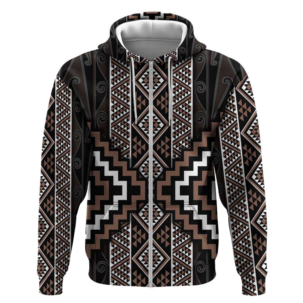 Classic Tukutuku Pattern Aotearoa Hoodie Niho Taniwha and Puhoro Motifs