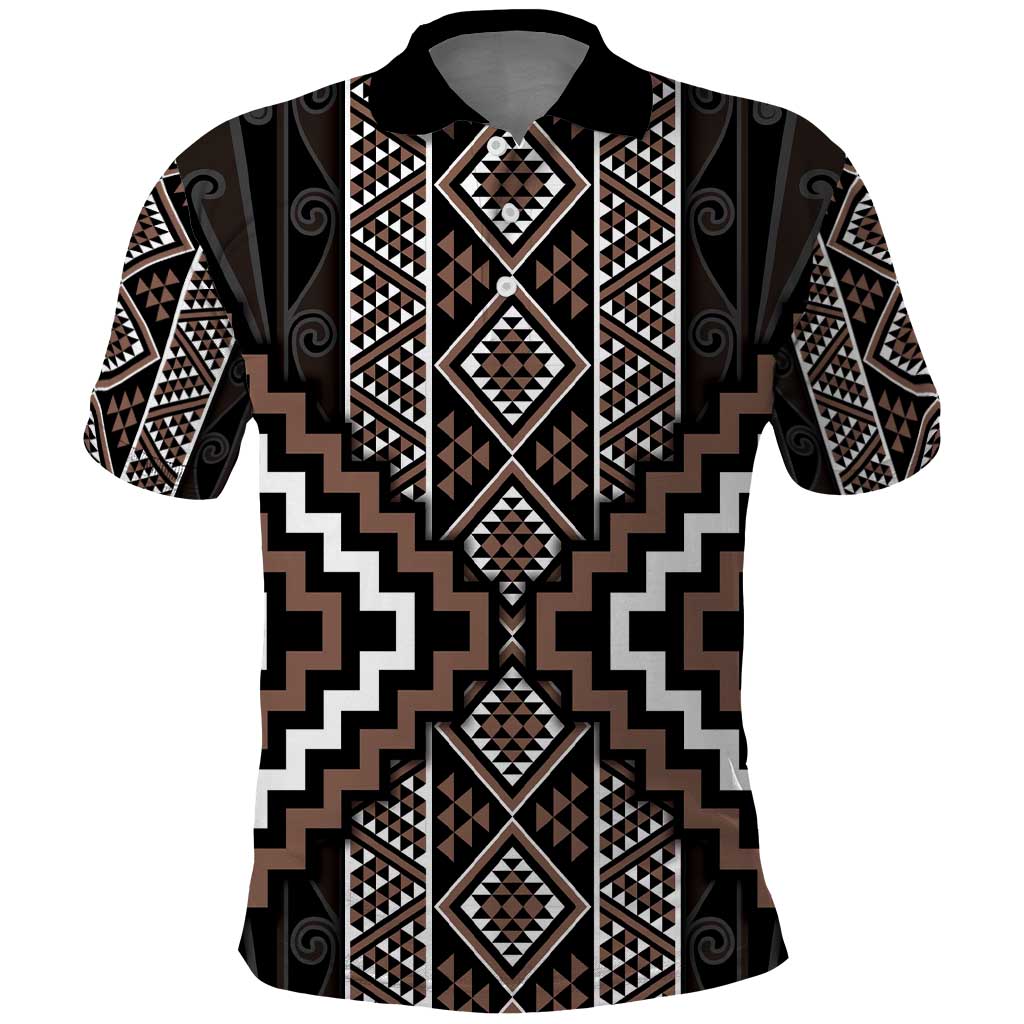 Classic Tukutuku Pattern Aotearoa Polo Shirt Niho Taniwha and Puhoro Motifs