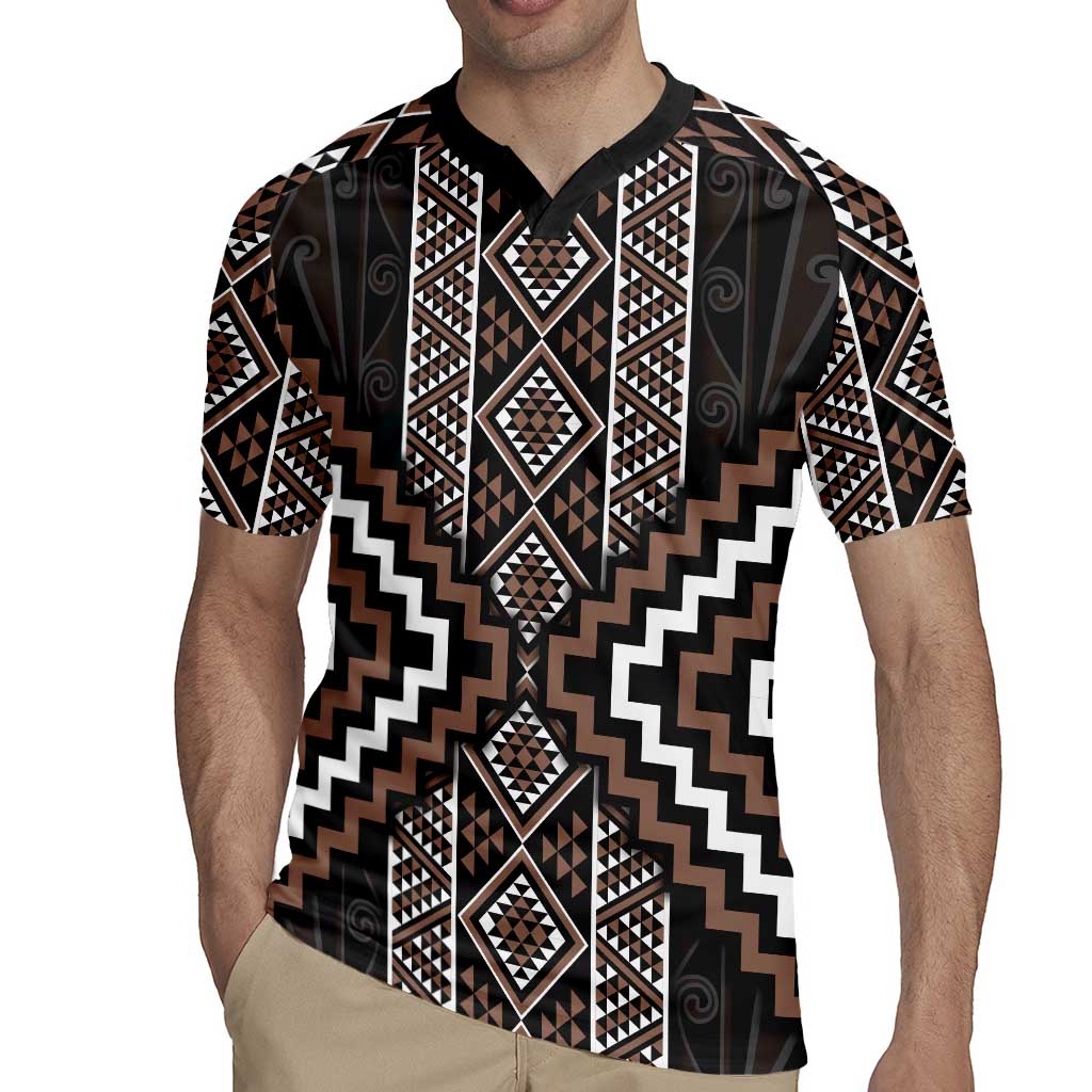 Classic Tukutuku Pattern Aotearoa Rugby Jersey Niho Taniwha and Puhoro Motifs