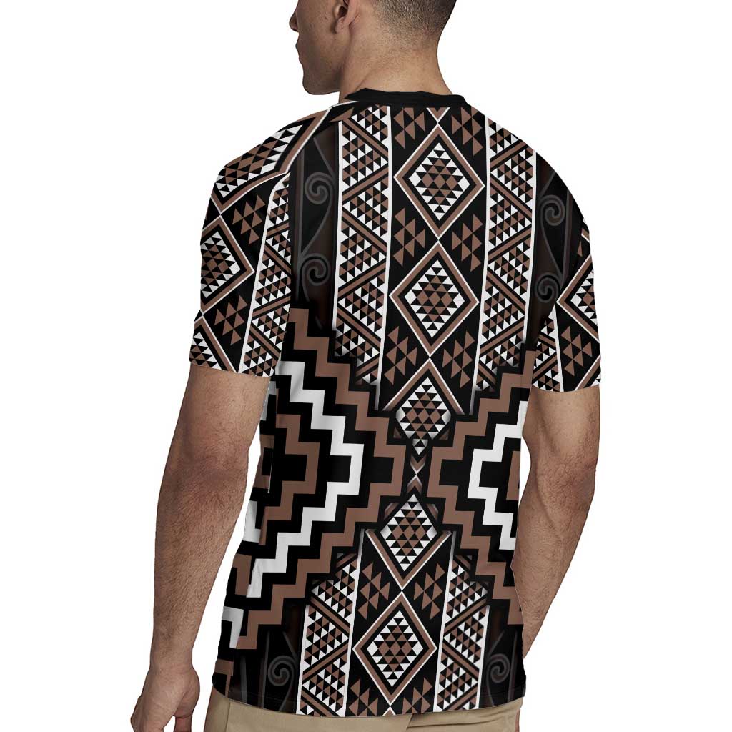 Classic Tukutuku Pattern Aotearoa Rugby Jersey Niho Taniwha and Puhoro Motifs