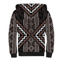 Classic Tukutuku Pattern Aotearoa Sherpa Hoodie Niho Taniwha and Puhoro Motifs