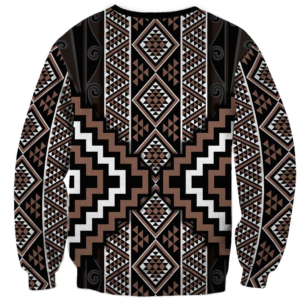 Classic Tukutuku Pattern Aotearoa Sweatshirt Niho Taniwha and Puhoro Motifs