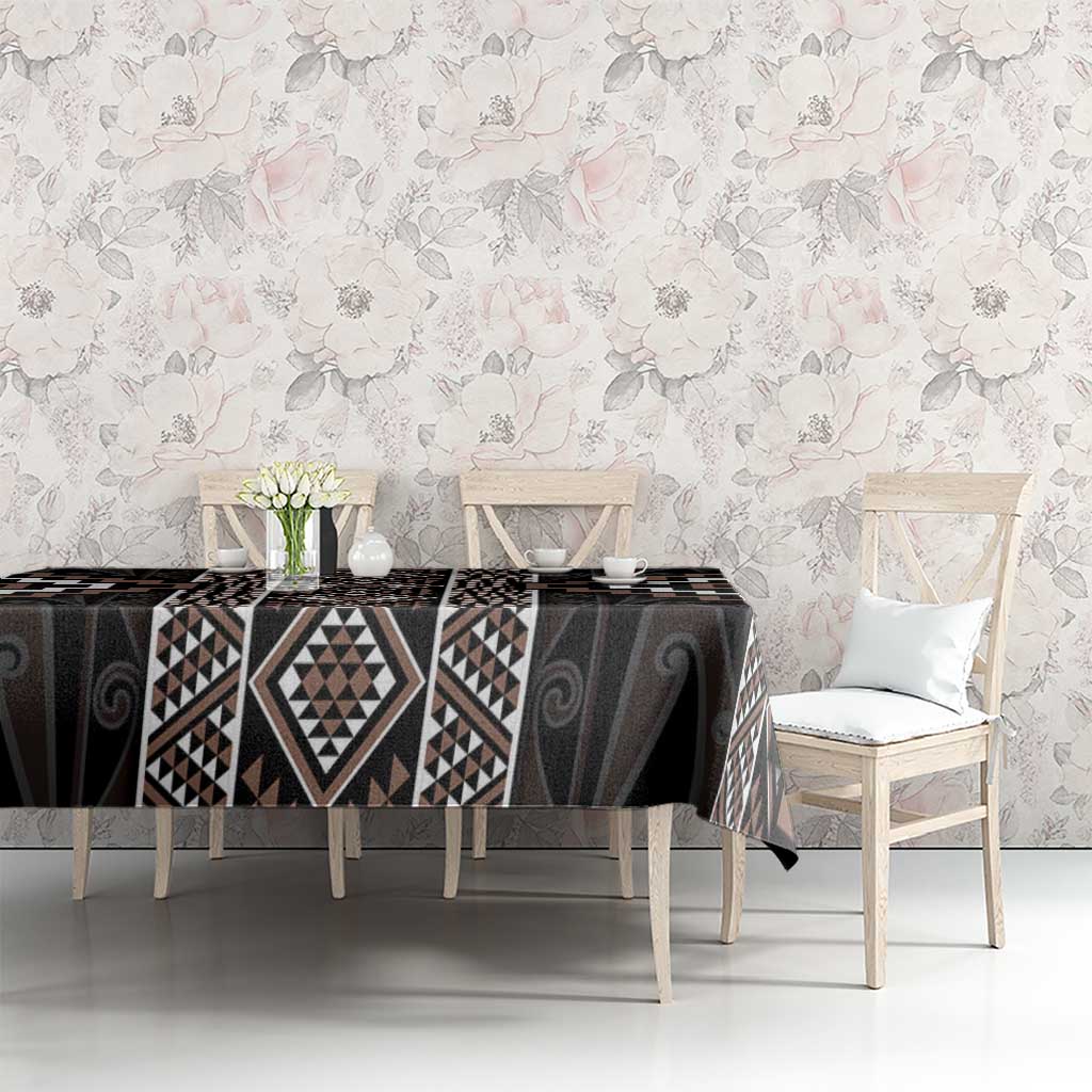 Classic Tukutuku Pattern Aotearoa Tablecloth Niho Taniwha and Puhoro Motifs