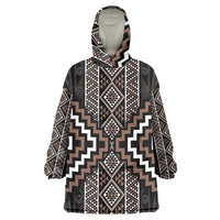 Classic Tukutuku Pattern Aotearoa Wearable Blanket Hoodie Niho Taniwha and Puhoro Motifs