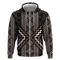 Classic Tukutuku Pattern Aotearoa Zip Hoodie Niho Taniwha and Puhoro Motifs