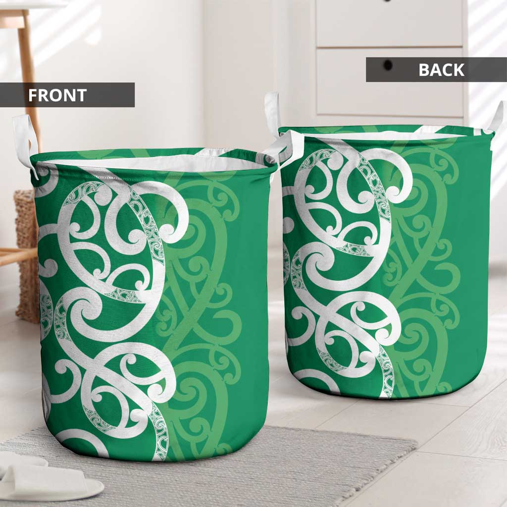 Pounamu Green Maori Laundry Basket Koru Kowhaiwhai - Polynesian Pride