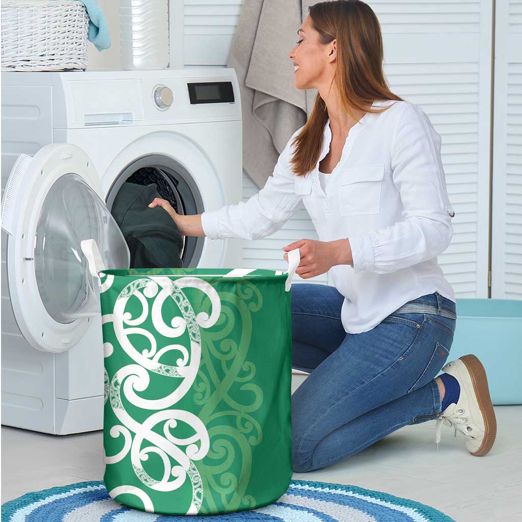Pounamu Green Maori Laundry Basket Koru Kowhaiwhai - Polynesian Pride
