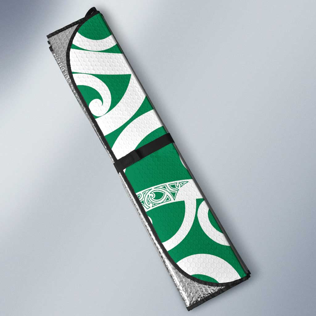 Pounamu Green Maori Auto Sun Shade Koru Kowhaiwhai - Polynesian Pride