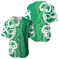 Pounamu Green Maori Baseball Jersey Koru Kowhaiwhai - Polynesian Pride