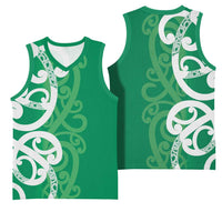 Pounamu Green Maori Basketball Jersey Koru Kowhaiwhai LT7 - Polynesian Pride