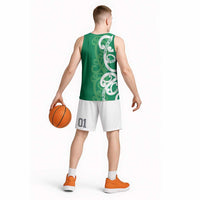 Pounamu Green Maori Basketball Jersey Koru Kowhaiwhai LT7 - Polynesian Pride