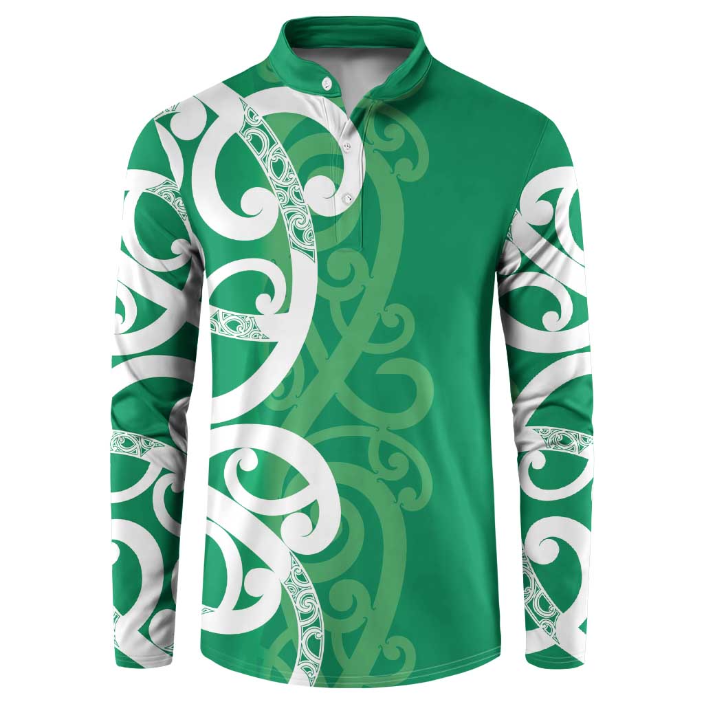 Pounamu Green Maori Button Sweatshirt Koru Kowhaiwhai - Polynesian Pride