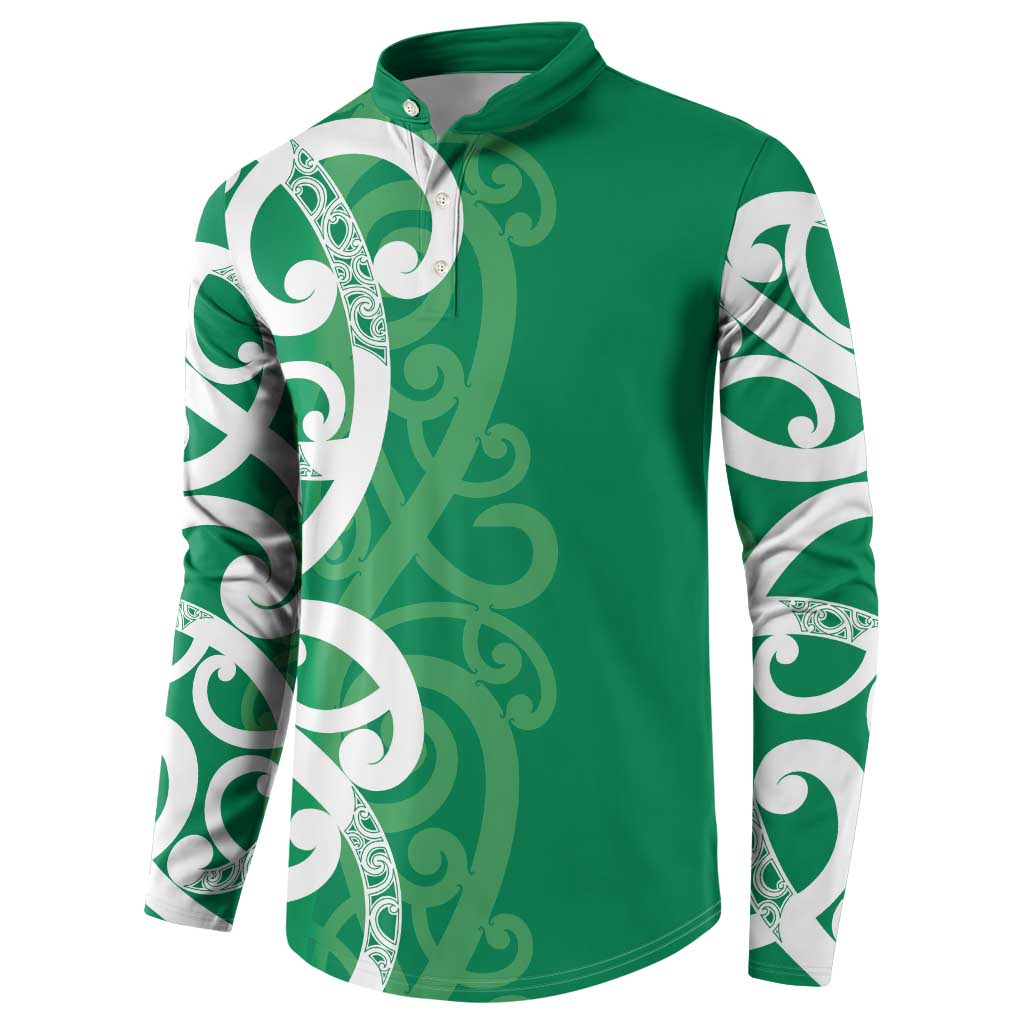 Pounamu Green Maori Button Sweatshirt Koru Kowhaiwhai - Polynesian Pride