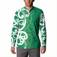 Pounamu Green Maori Button Sweatshirt Koru Kowhaiwhai - Polynesian Pride