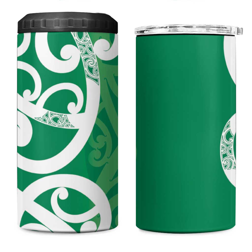 Pounamu Green Maori 4 in 1 Can Cooler Tumbler Koru Kowhaiwhai LT7 One Size: 16 oz Green - Polynesian Pride