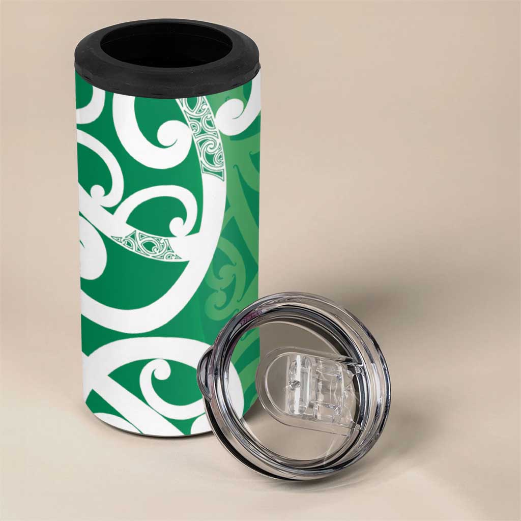 Pounamu Green Maori 4 in 1 Can Cooler Tumbler Koru Kowhaiwhai LT7 - Polynesian Pride