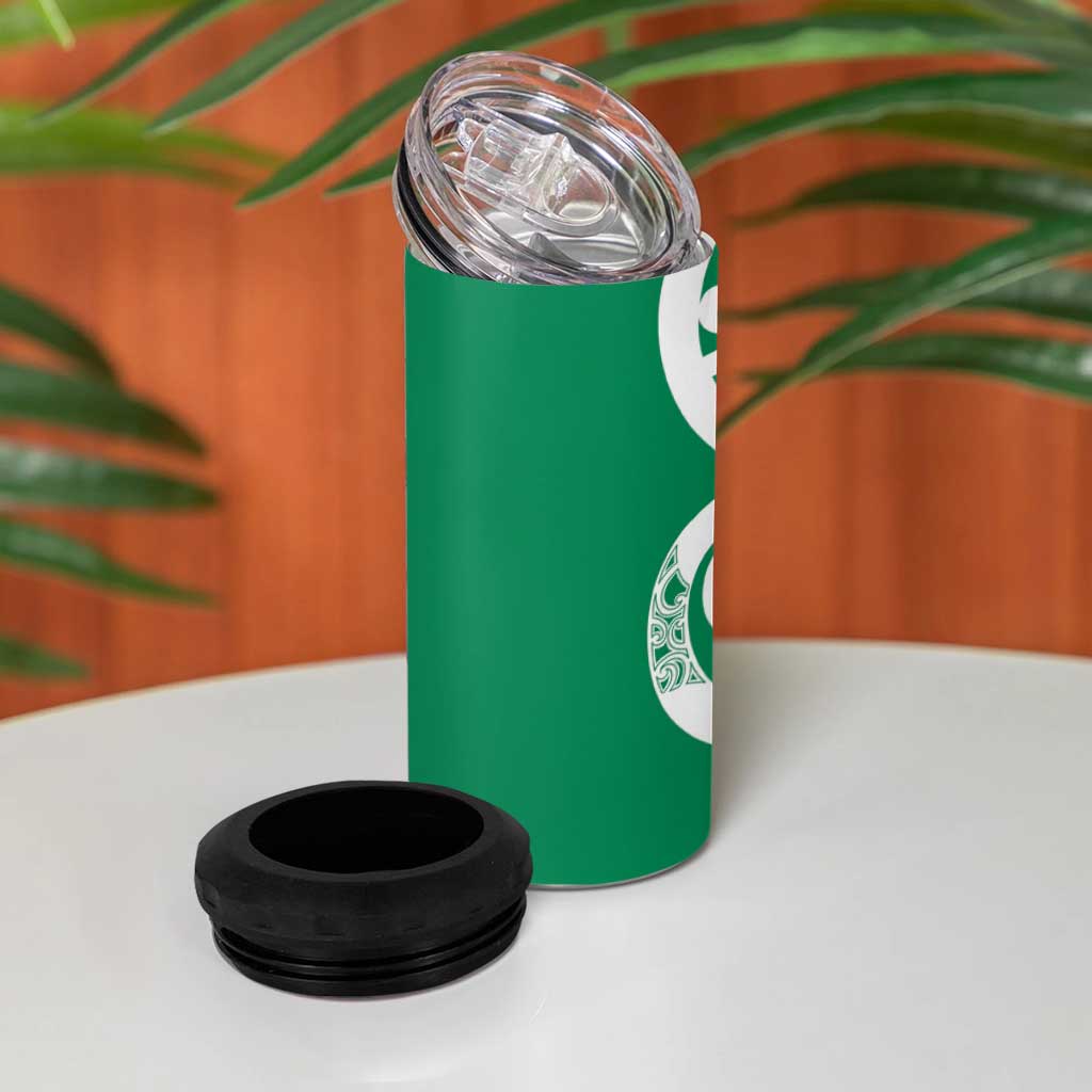 Pounamu Green Maori 4 in 1 Can Cooler Tumbler Koru Kowhaiwhai LT7 - Polynesian Pride