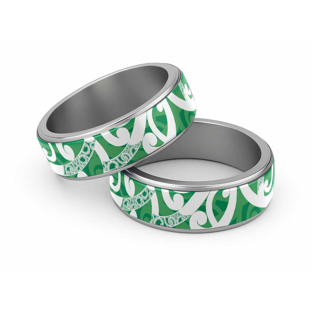Pounamu Green Maori Classic Ring Koru Kowhaiwhai