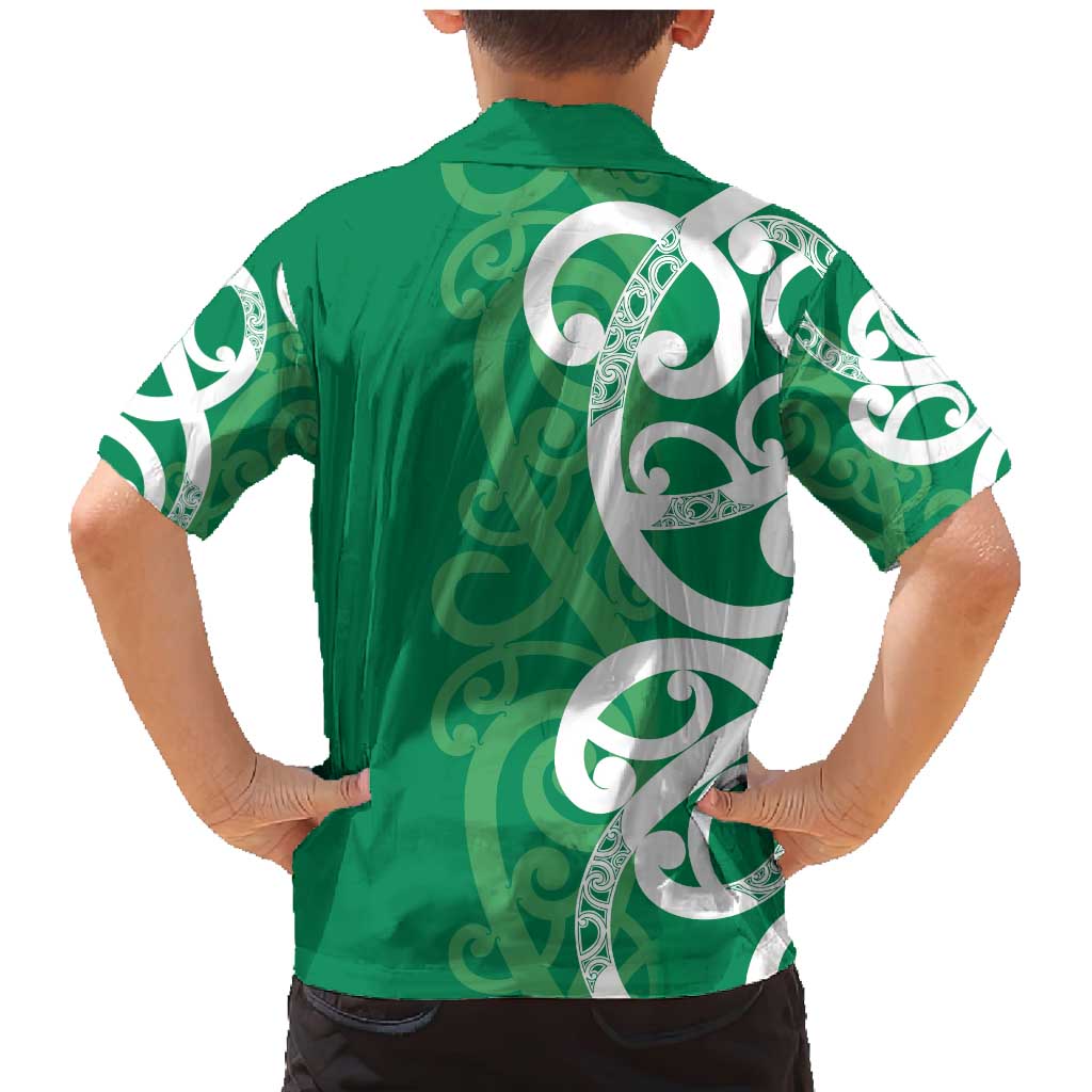 Pounamu Green Maori Family Matching Mermaid Dress and Hawaiian Shirt Koru Kowhaiwhai - Polynesian Pride