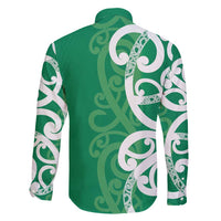 Pounamu Green Maori Family Matching Off Shoulder Short Dress and Hawaiian Shirt Koru Kowhaiwhai - Polynesian Pride