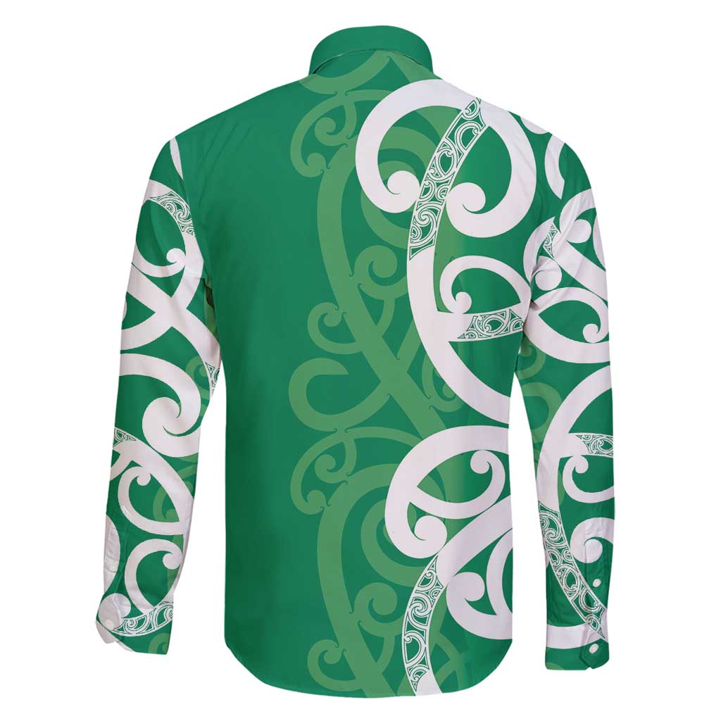 Pounamu Green Maori Family Matching Tank Maxi Dress and Hawaiian Shirt Koru Kowhaiwhai - Polynesian Pride