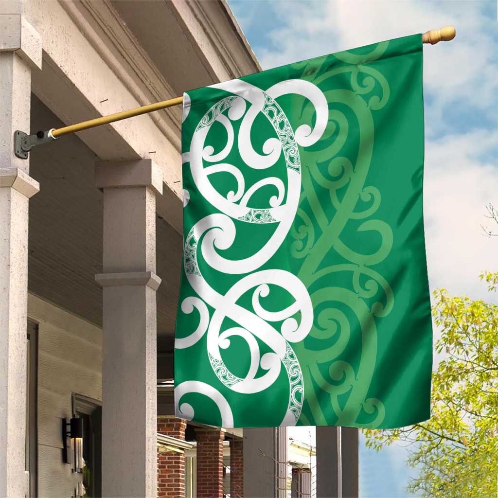 Pounamu Green Maori Garden Flag Koru Kowhaiwhai - Polynesian Pride