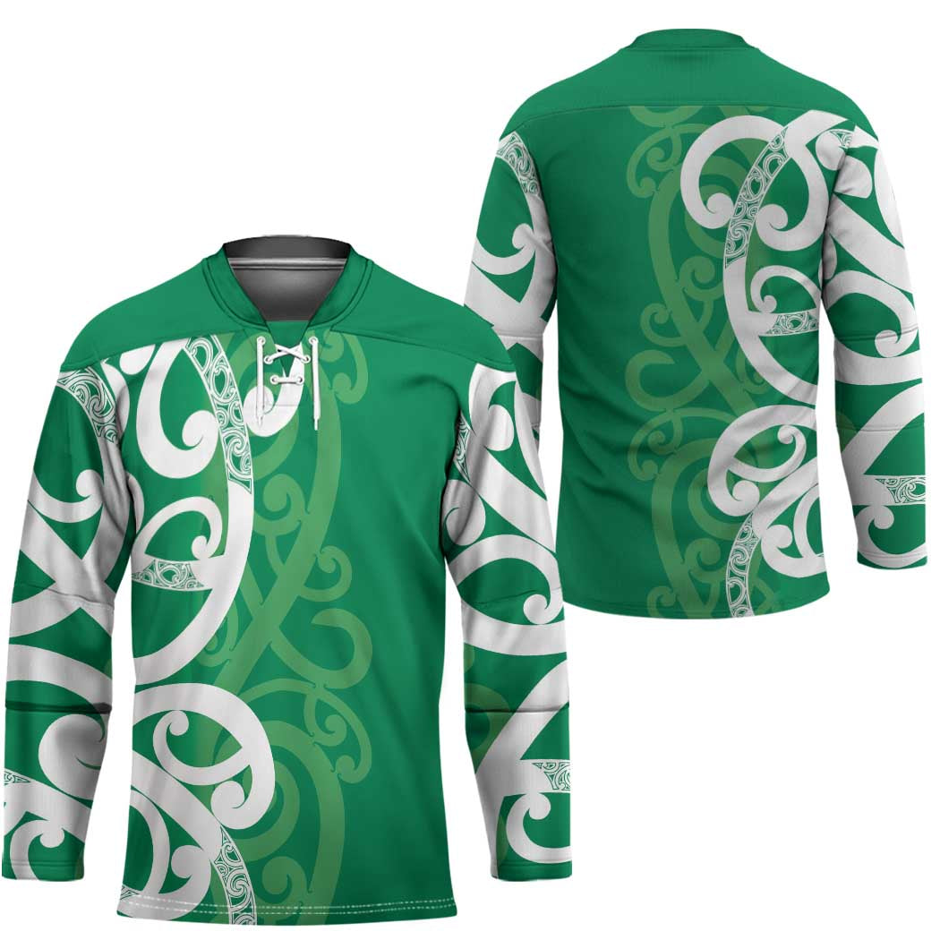 Pounamu Green Maori Hockey Jersey Koru Kowhaiwhai LT7 - Polynesian Pride