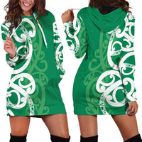 Pounamu Green Maori Hoodie Dress Koru Kowhaiwhai LT7 - Polynesian Pride