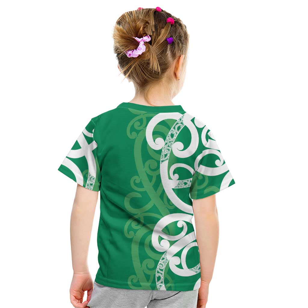 Pounamu Green Maori Kid T Shirt Koru Kowhaiwhai LT7 - Polynesian Pride