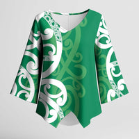 Pounamu Green Maori Kimono Sleeve Blouse Koru Kowhaiwhai - Polynesian Pride