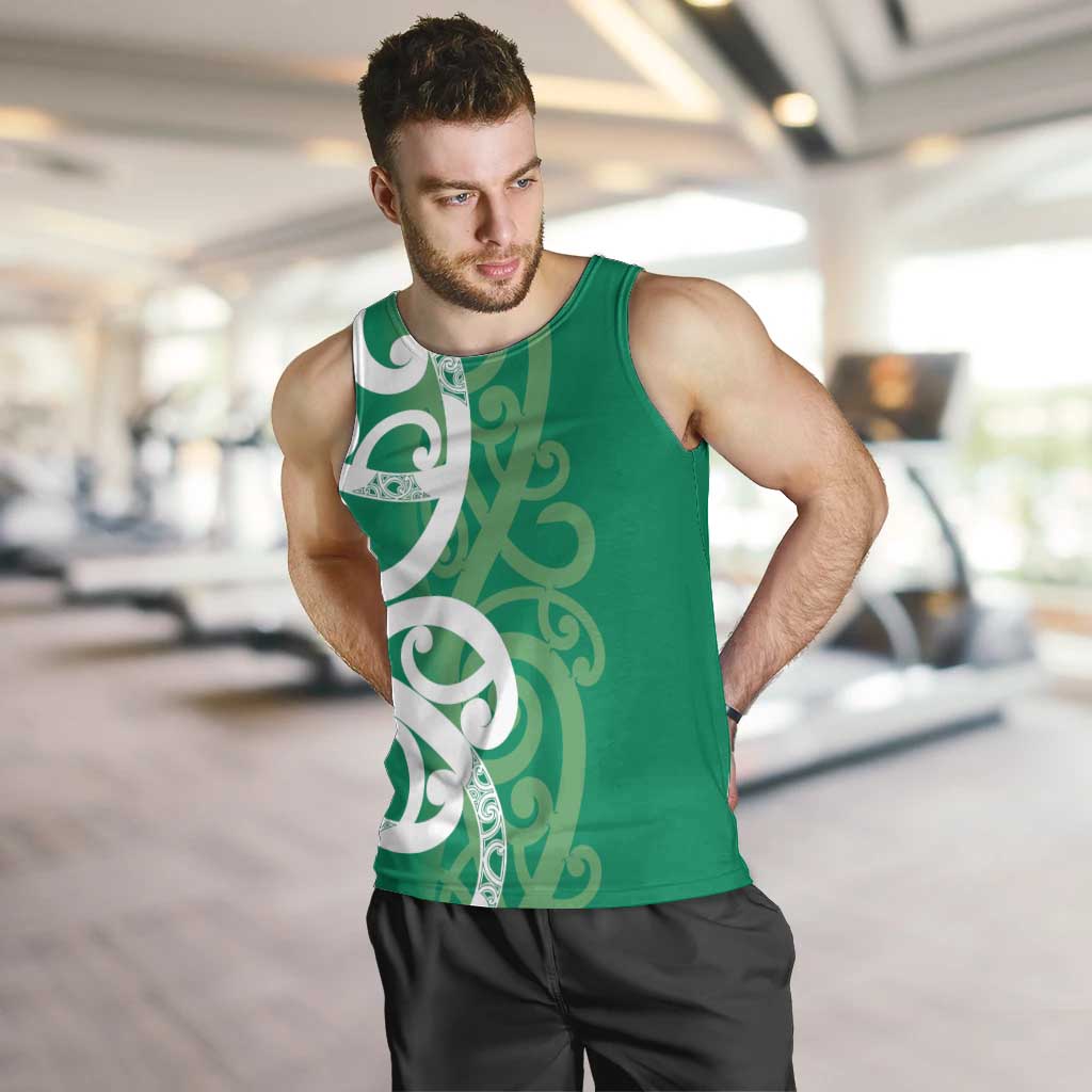 Pounamu Green Maori Men Tank Top Koru Kowhaiwhai LT7 Green - Polynesian Pride