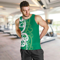 Pounamu Green Maori Men Tank Top Koru Kowhaiwhai LT7 Green - Polynesian Pride