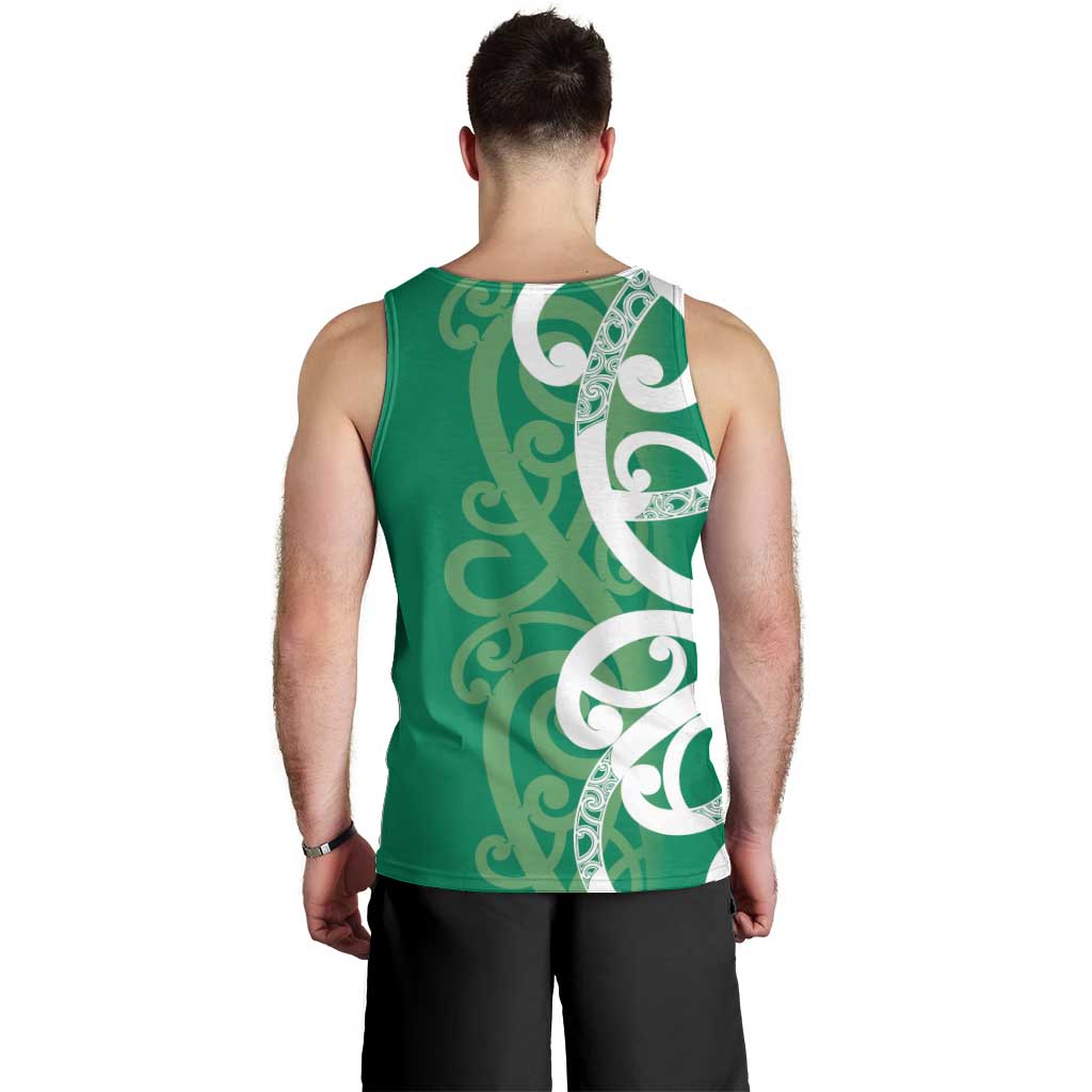 Pounamu Green Maori Men Tank Top Koru Kowhaiwhai LT7 - Polynesian Pride
