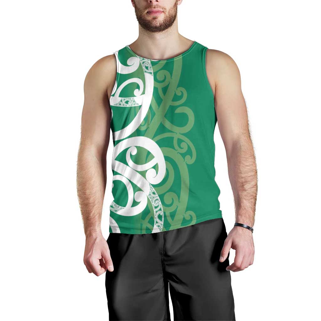 Pounamu Green Maori Men Tank Top Koru Kowhaiwhai LT7 - Polynesian Pride