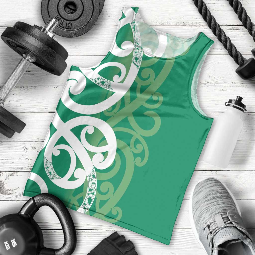 Pounamu Green Maori Men Tank Top Koru Kowhaiwhai LT7 - Polynesian Pride