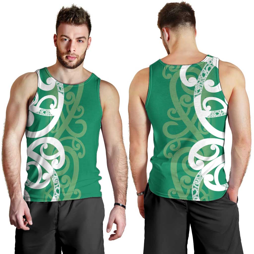Pounamu Green Maori Men Tank Top Koru Kowhaiwhai LT7 - Polynesian Pride